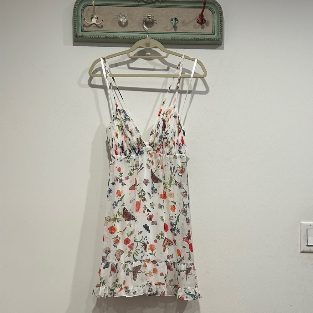 Mac Duggal Floral Mini Dress with Butterfly fairycore Print size 4 new w tag